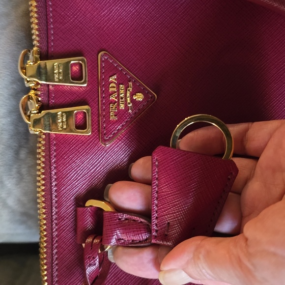 Prada saffiano raspberry double handle purse with box receipt full set - Picture 7 of 11